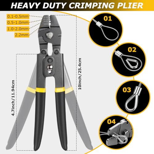 Lothee 143 Pcs 1/16" Wire Rope Kit 200ft Steel Wire Cable with Crimping Tool and Cable Cutter for Outdoor Garden Kitchen Craft Fence DIY Project Clothes Line