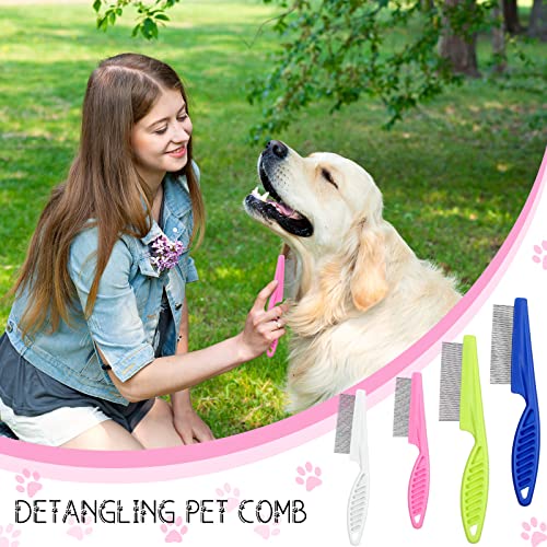 Nuogo 10 Pcs Metal Flea Comb for Dogs Cats Multi Pack, Colorful, 2 Sizes