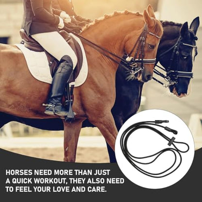Horse Side Reins with Elastic Latex, Adjustable Equestrian Training Equipment, Horse Neck Stretcher, Nylon Training Rope for Horse Training (118in Length)