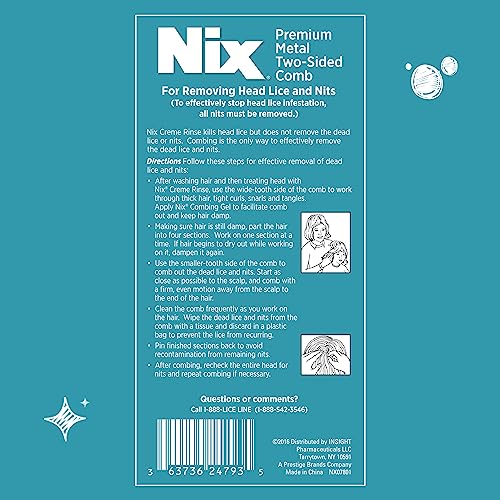 Nix Lice Removal Comb, Dual-Action for Removing Tangles, Lice & Nits - color: Blue