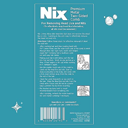 Nix Lice Removal Comb, Dual-Action for Removing Tangles, Lice & Nits - color: Blue