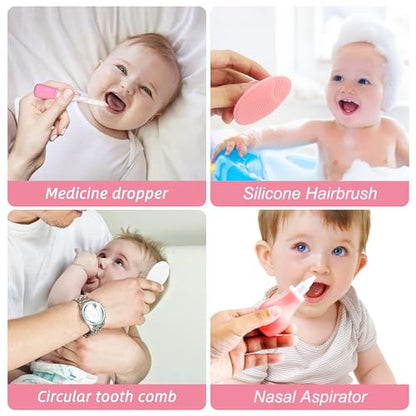 Baby Healthcare and Grooming Kit for Newborn Kids, 31PCS Upgraded Safety Baby Care Kit, Newborn Nursery Health Care Set, Baby Care Products (Pink（31PCS) - style: PINK-31