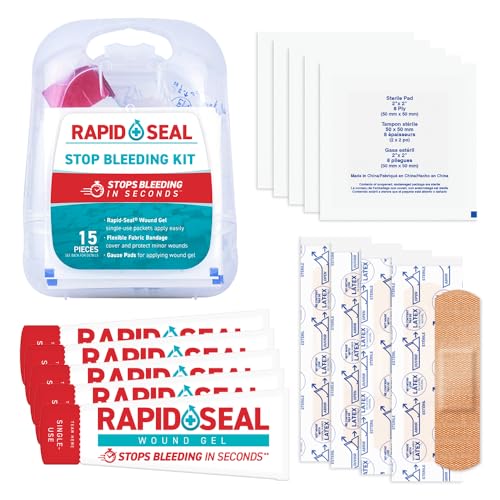 Rapid-Seal Hemostatic Bleed Control First Aid Wound Care Kit, 15 Pieces - size: 15-Piece Kit