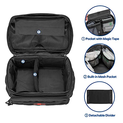 Damero Small Medicine Storage Bag Empty, Family First Aid Box with Divider | Emergency Trauma Kit Organizer Bag First Aid Bag, Multi-Pockets for Medical Supplies, for Hiking, Camping and Home, Bag Only