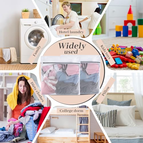 Nuenen 36 Pcs Mesh Laundry Wash Bags with Zipper Machine Washable Lingerie Bags for Washing Delicates Clothes Garment Underwear Blouse Hosiery Socks Travel (23 x 23 Inches,Gray) - color: Gray, size: 23 x 23 inches