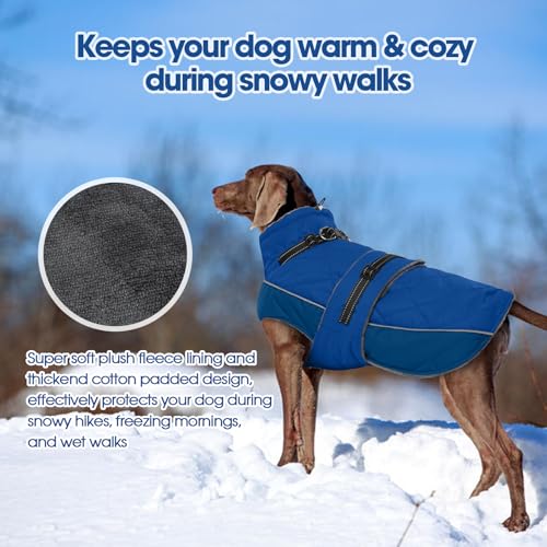QBLEEV Warm Dog Jacket, Waterproof Dog Winter Coat with Harness - color: Pink, size: Small