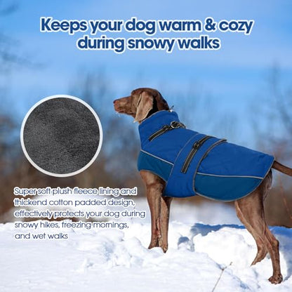 QBLEEV Warm Dog Jacket, Waterproof Dog Winter Coat with Harness - color: Pink, size: Small