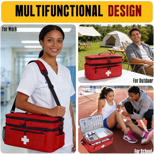 First Aid Bag Empty 2-Layer Large 16" x 9½"x7 Red - color: Red