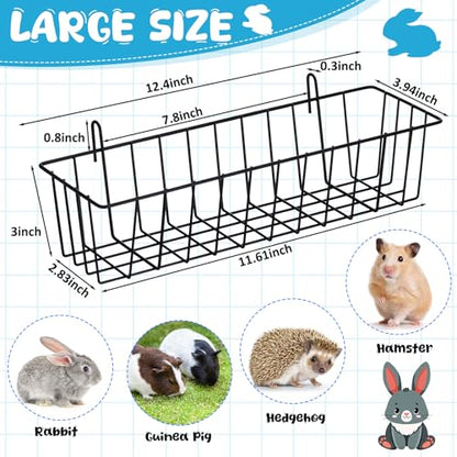 Therwen 4 Pcs Rabbit Hay Feeder Guinea Pig Heavy Duty Metal Frame Hay Rack with Hooks Cage Hanging Holder for Bunny Chinchilla Small Animals Accessories(12.4 x 3.9 x 3 Inches) - size: 12.4 x 3.9 x 3 Inches