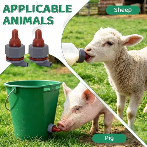 Lamb Nipple Goat Teat with Fix Base for Feeding Milk Bucket Livestock Animal Farming Tool (4pcs Nipples with with Fixed Base) - size: 1 Count (Pack of 4)
