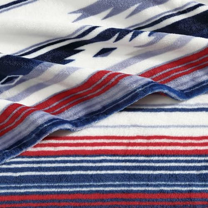 Wrangler - Soft Plush Throw Blanket for Bed & Couch, 50x70 - color: Coyote Sands Blue/Red, size: 50" x 70"