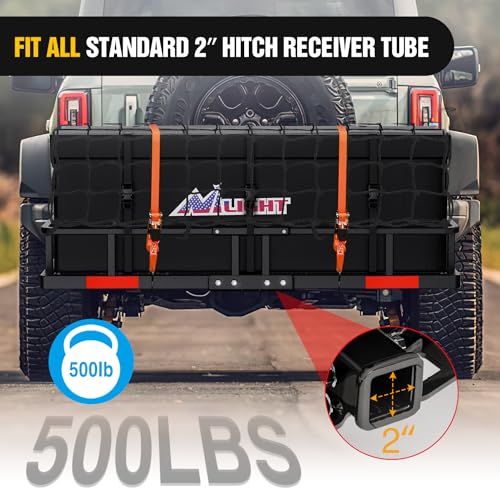 Nilight 60" x 20"x 7.87" Folding Carrier Fits 2-Inch Receiver 500 Lbs Capacity Bag Net Ratchet Straps Lock Stabilizer for SUV Pickup RV Van - style: 20"x 60"x 7.87", w/Bag,Net,Straps