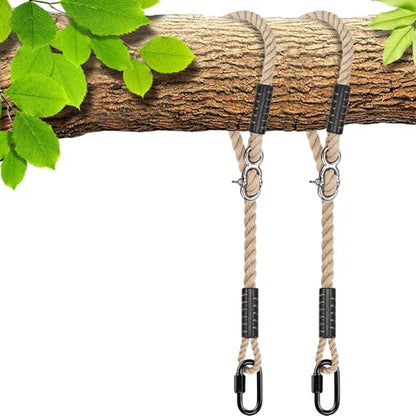 SELEWARE 3ft Tree Swing Rope, Adjustable Hammock Straps Hanging Kit - color: Beige - 2 Pack, size: 3ft