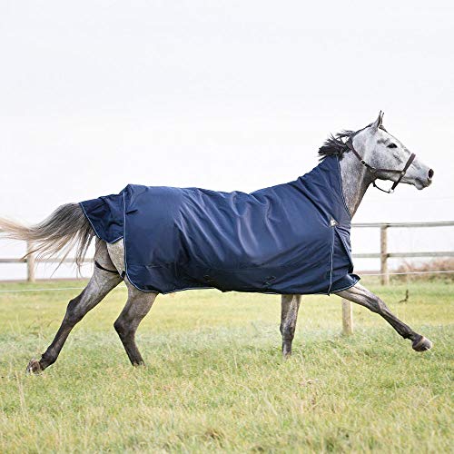 Horze Avalanche 1200D High Neck Turnout Rain Sheet (No Fill) | Lightweight Waterproof Horse Blanket - Peacoat Dark Blue - 66 in