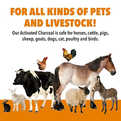 1qt Activated Charcoal Powder for All Kinds of Pets & Livestock, Dog, Cat, Chicken, Horses and More - for Diarrhea, Gas Relief, Liver Support
