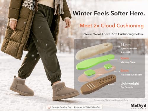 100% Sheepskin Mini Boots with Arch Support Options: Warm to -22°F - color: Classic-wide-olive, size: 5 Wide
