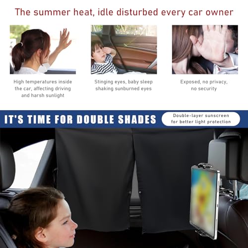 povtii Car Window Shade, Magnetic Double Layer Auto Side Windows Sun Shade for Heat/UV Protection, Vehicle Privacy Window Curtain for Baby & Kids, Universal Car Accessories (2 PCS)