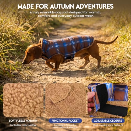 ASENKU Dog Winter Coat, Reversible Dog Jacket for Small Medium Large Dogs - color: Khaki, size: Small