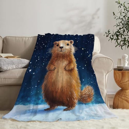 Groundhog Throw Blanket Cozy Plush Groundhog Gifts Blankets Flannel Fleece Lightweight Fuzzy Animal Blanket for Girls Women 50"X40" - color: Groundhog, size: 50"x40"