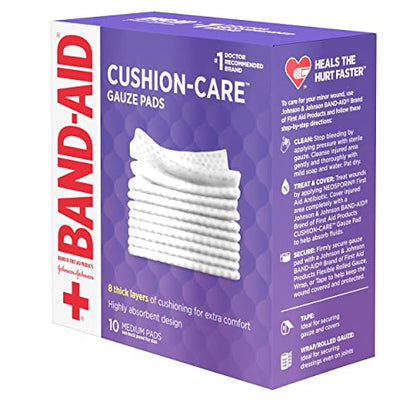 Band-Aid Brand Cushion Care Non-Stick Gauze Pads, Individually-Wrapped, Medium, 3 in x 3 in, 10 ct (Pack of 2) - size: 3x3 Inch 25ct (Pack of 20)