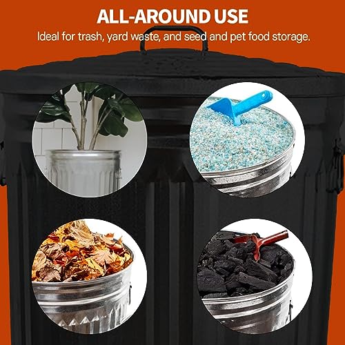 20 Gallon Galvanized Trash Can, Metal Bucket with Lid (20 Gallon with Lid) - color: 20 Gallon With Lid