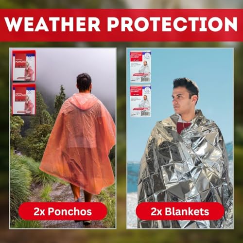 Essentials Complete Deluxe Survival Kit 2 & 4 Person | Bug-Out-Bag | Emergency Go Bag Kit for Wildfires, Hurricanes, and Other Natural Disasters - size: 2 Person