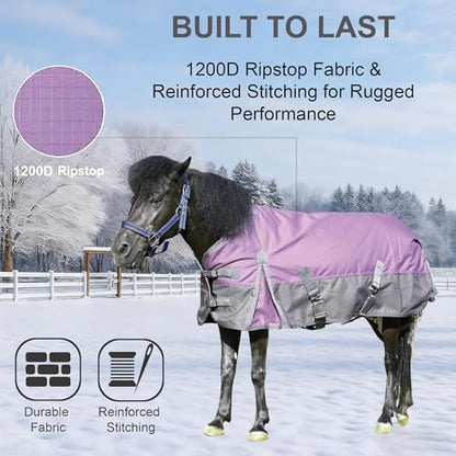 1200D Mini/Pony Horse Blanket, 200g Waterproof Winter Turnout - size: 48"