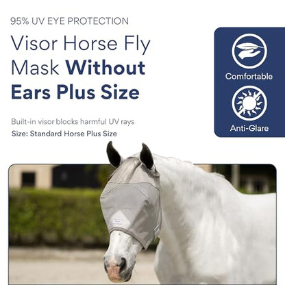 Warmblood Fly Mask Without Ears, UV Protection, Oversize