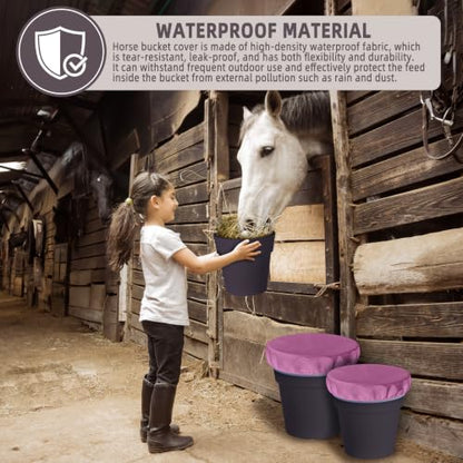 2-5 Gallon Horse Bucket Cover, Waterproof Horse Feed Bucket Cover, Lightweight and Easy to Use (Excluding Bucket, Magenta) - color: Magenta