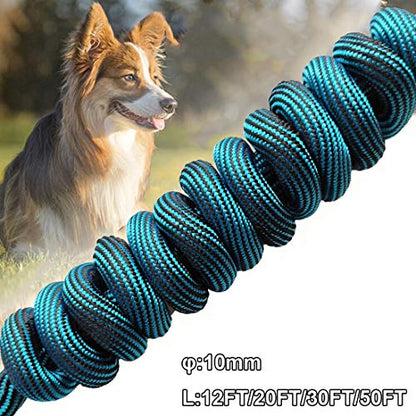 BTINESFUL 20FT Dog Tie-Out Rope + Bungee Dog Leash Extension