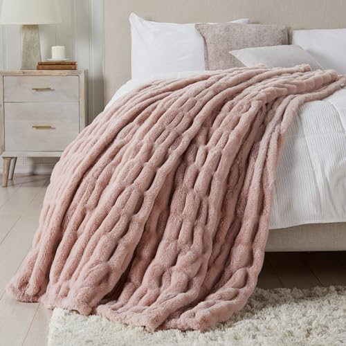 Springtree Home Luxury Micro Plush Throw Blanket | Thick Faux Fur | Pink | Lily Collection | 50" x 60" | Pink Blanket | Ultra Plush - color: Pale Pink, size: 50" x 60" (Medium)