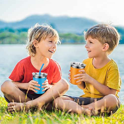 Kids Cups with Lids and Colorful Silicone Sleeve for Children and Adults - color: Blue/Red/Green/Orange/Purple