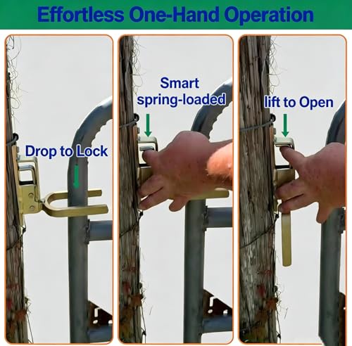 2 Pcs Instant Locking Gate Latch Heavy-Duty One-Hand Gate Latch with Screwdriver and 4 Screws for Farm, Ranch & Backyard Door, Automatic Spring Lock, Rust-Resistant Steel, Easy Install (4 Holes) - color: New model 2 Pcs