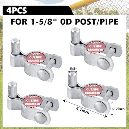 1-5/8" Chain Link Fence Frame Gate Post Male Hinge, Pack of 4, Galvanized Steel Gate Hinge for Fence Posts, Bolts & Nuts Included - size: 1-5/8" Male