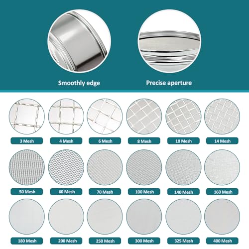 Full 304 Stainless Steel Mesh Sieve Screen, LVDALAB 60 Mesh (0.3mm) Aperture, 2.4inch(6CM) Dia Standard Sample Analysis Test Sieves Sifters Strainer for Industrial Laboratory Homes - size: 60 Mesh(0.3mm)/Ф2.4in(6CM)
