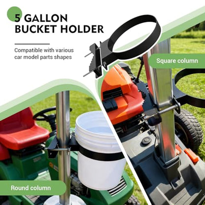5 Gallon Bucket Holder for Lawn Mower Tractors, Trucks, Excluding Buckets
