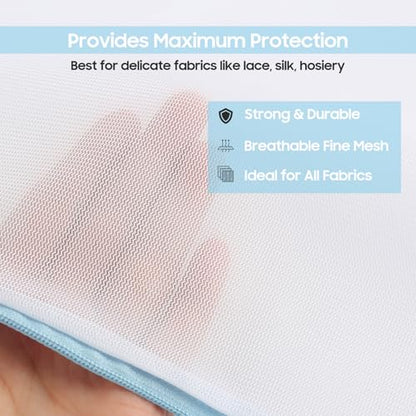 4 Pack Large Fine Mesh Laundry Bags for Delicates, 2pcs 24" x 24" & 2pcs 20" x 24" Extra Large Washing Machine Bags with Auto-Lock Zipper, Protective Wash Bag for Bedding Garments Travel Storage