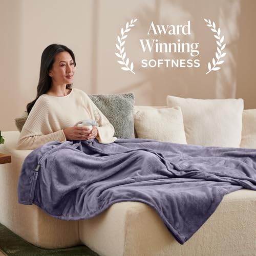 Bare Home Fleece Blanket Luxury Microplush (Full/Queen, Dusty Purple) - color: 17 - Dusty Purple, size: Full/Queen