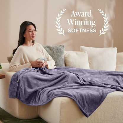 Bare Home Fleece Blanket Luxury Microplush (Full/Queen, Dusty Purple) - color: 17 - Dusty Purple, size: Full/Queen