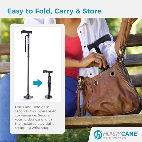 HurryCane Freedom Edition Foldable Walking Cane with T Handle - color: Purple, size: 1 Count (Pack of 1)