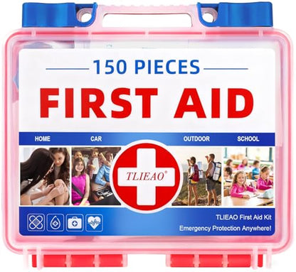 Mini First Aid Kit - 150 Pieces, All-Purpose Portable - color: Red