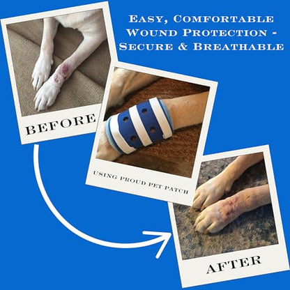 Proud Pet Patches Dog Bandage for Wound Care w/Peep Hole Cover. Bandages for Dog Hot Spots, Lick Granuloma, Stitches and Wounds. Self Adhesive Wrap Works for Paw, Tail, Legs, Foot for Dogs & Cat - size: Extra Small