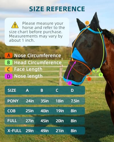 Hilltown Horse Fly Mask with Ears and Nose Cover - Full, Blue - color: Sky Blue, size: FULL