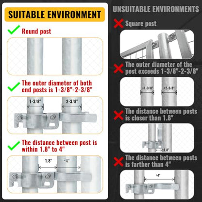 VIVIDA Chain Link Gate Latch 1-3/8" x 2-3/8", Fence Gate Fork Latch, 1 PCS | Galvanized Fence Gate Lock, Chain Link Fence Parts, Bolts & Nuts Included - size: 1-3/8" x 2-3/8" (1 PCS)