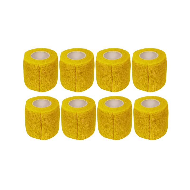 2" Cohesive Flexible Bandage Wrap – Yellow - Pack of 8 - color: Yellow