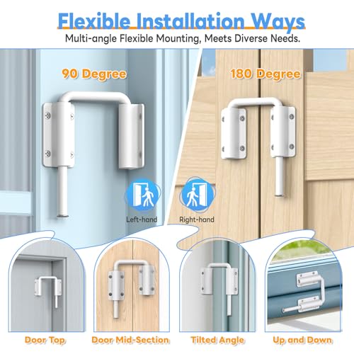 Sliding Door Loop Lock Latch, 2-3/8 Inch Barn Door Lock White 4PC - color: White-4 Pcs