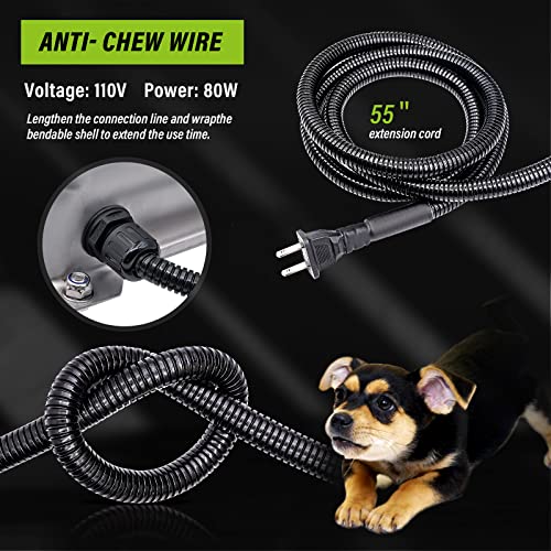 MINYULUA Heated Automatic Water Bowl Stainless Steel for Dogs Horse
