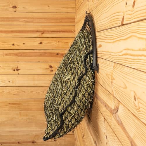 Schneiders Easy-Up Pro Fold-Up Hay Feeder with 1.5" Knotless Net Horse Feeder | Space-Saving Wall Mount Slow Feed Design for Barn & Equestrian Use | Color Black Armor