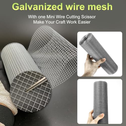 Hardware Cloth 12'' x 10' 1/4 in Galvanized Wire Mesh Roll (23 GA) Chicken Wire Fence Roll for Chicken Pen/coop Fences, Screen mesh, Rabbit/Snake Fences, Poultry enclosures, Handicraft Ma - size: 12In x 10Ft
