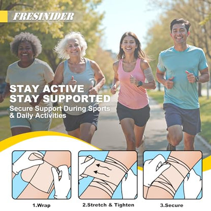 FRESINIDER Premium Elastic Bandage Wrap 4 Inch, 18 Pack, Hook and Loop - color: 18 Pack X 4 Inches